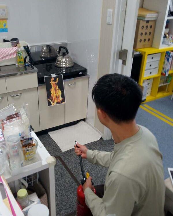 避難訓練-スロープにて