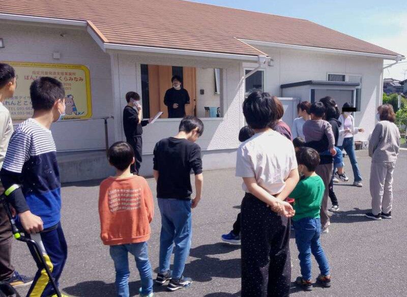 避難訓練-園庭にて